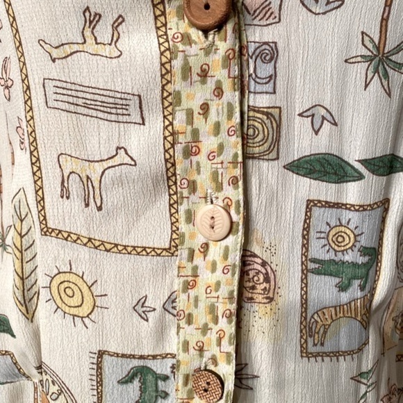 Karavan Vintage Whimsical print maxi tank style button bodice rayon dress size S - Picture 4 of 11